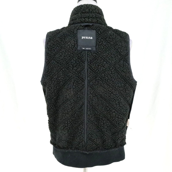 Prana Vest Womens Small Black Quilted Full Zip Sherpa Lined Mock Neck Zip Pocket - Picture 14 of 16